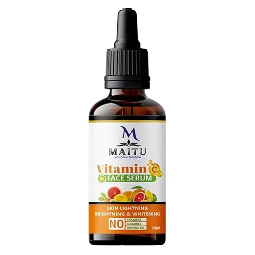 MAITU Vitamin C Face Radiant And Healthy Glowing Skin Brightens Serum Smooth Texture And Pore Cleansing Reduces Dark Spots And Boosts Collagen Production Natural Ingredients For Youthful (Pack Of 1)