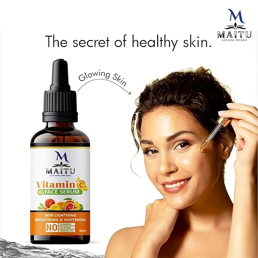 MAITU Vitamin C Face Radiant And Healthy Glowing Skin Brightens Serum Smooth Texture And Pore Cleansing Reduces Dark Spots And Boosts Collagen Production Natural Ingredients For Youthful (Pack Of 1)