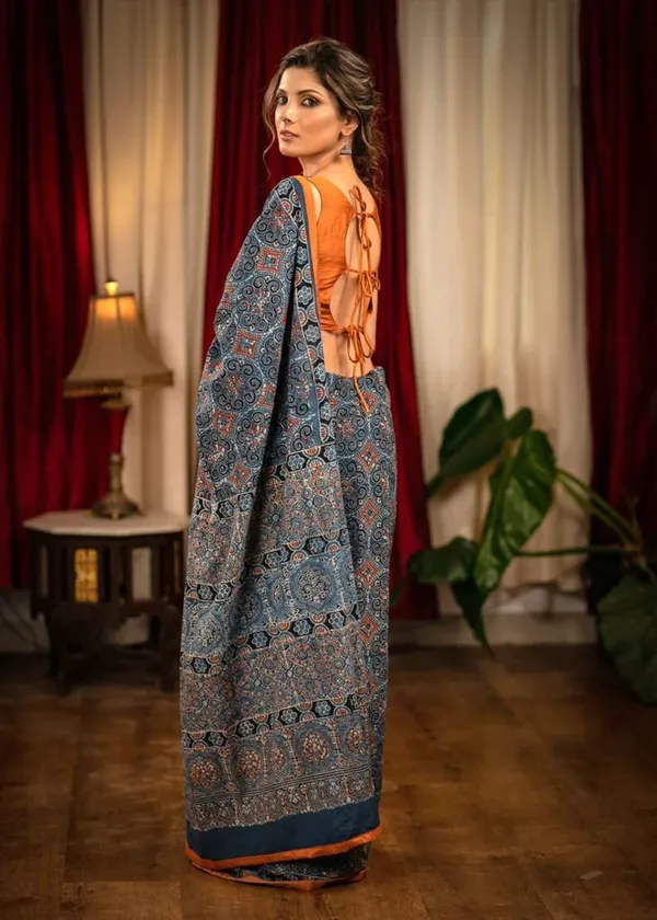 Gorgeous Gray Color Cotton Linen Saree With Unstitched Blouse Piece For Women