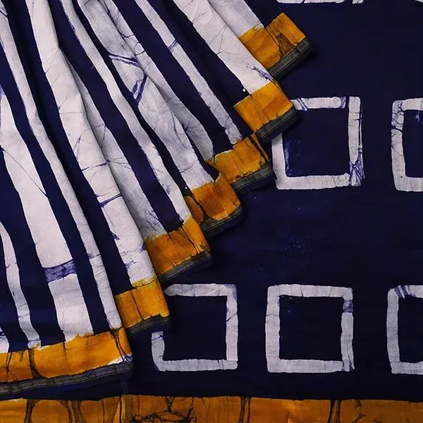 Charming Blue Color Cotton Linen Saree With Unstitched Blouse Piece For Women