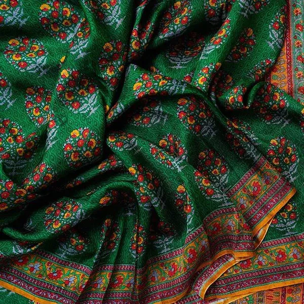 Vibrant Green Color Cotton Linen Saree With Unstitched Blouse Piece For Women