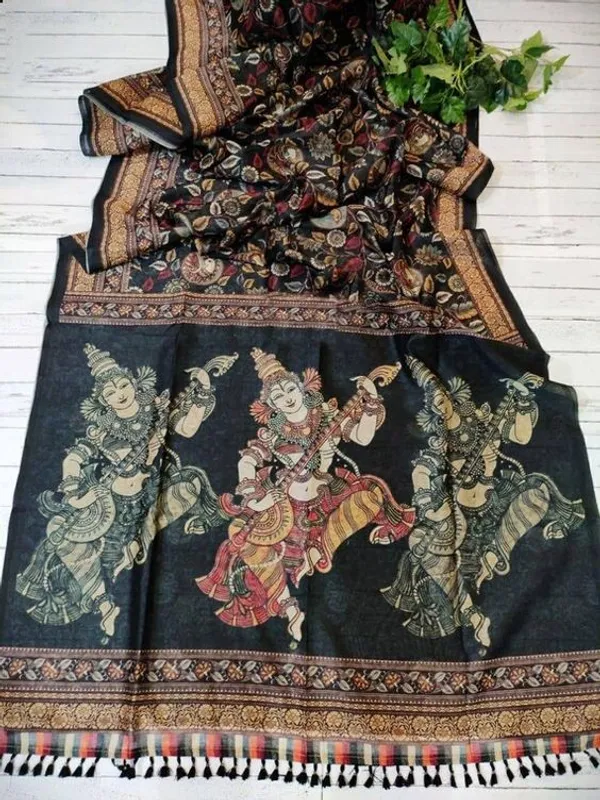 Graceful Black Color Cotton Linen Saree With Unstitched Blouse Piece For Women