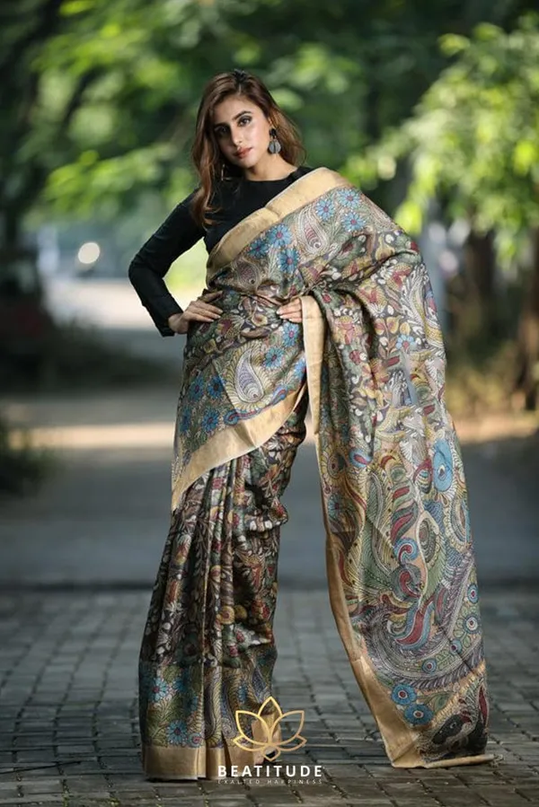 Majestic Gray Color Cotton Linen Saree With Unstitched Blouse Piece For Women