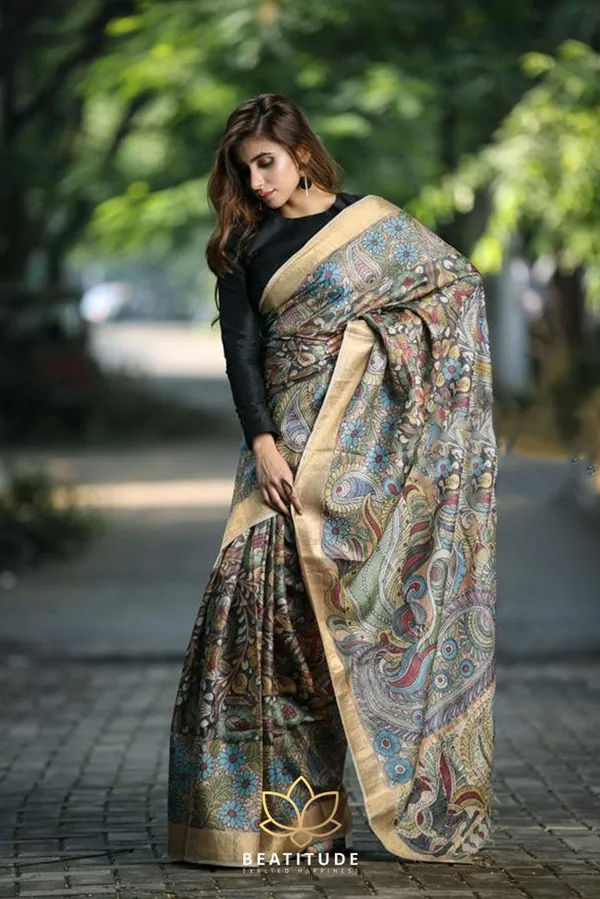 Majestic Gray Color Cotton Linen Saree With Unstitched Blouse Piece For Women