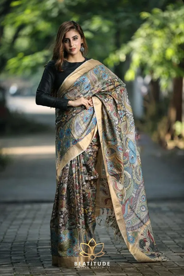 Majestic Gray Color Cotton Linen Saree With Unstitched Blouse Piece For Women