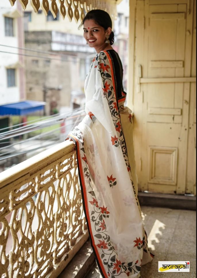 Dazzling White Color Cotton Linen Saree With Unstitched Blouse Piece For Women