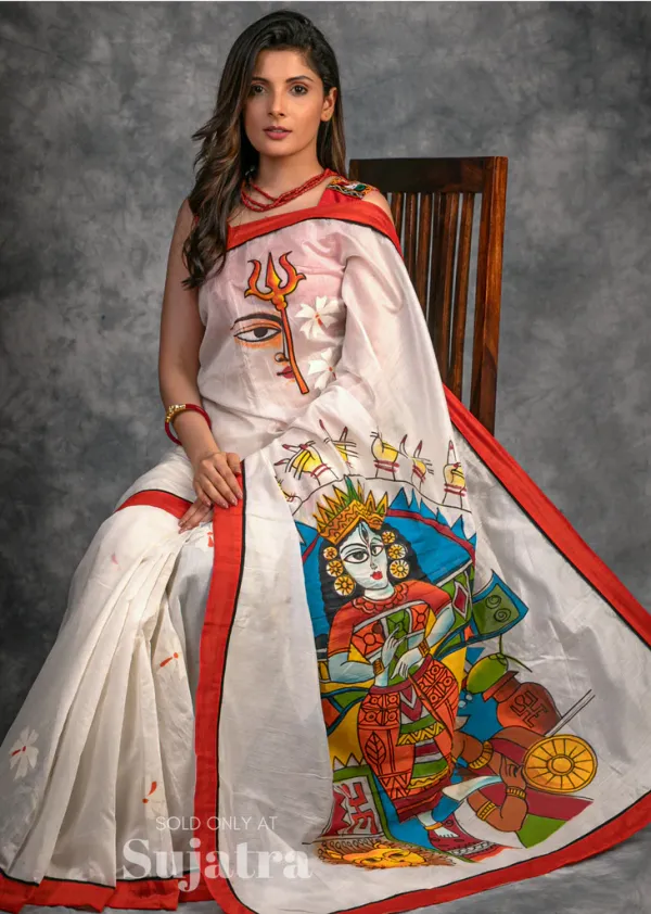 Luxurious White Color Cotton Linen Saree With Unstitched Blouse Piece For Women