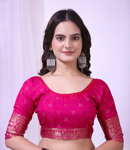 Pink Color Dola Cotton Fabric Kalamkari Print Saree With Printed Blouse Piece