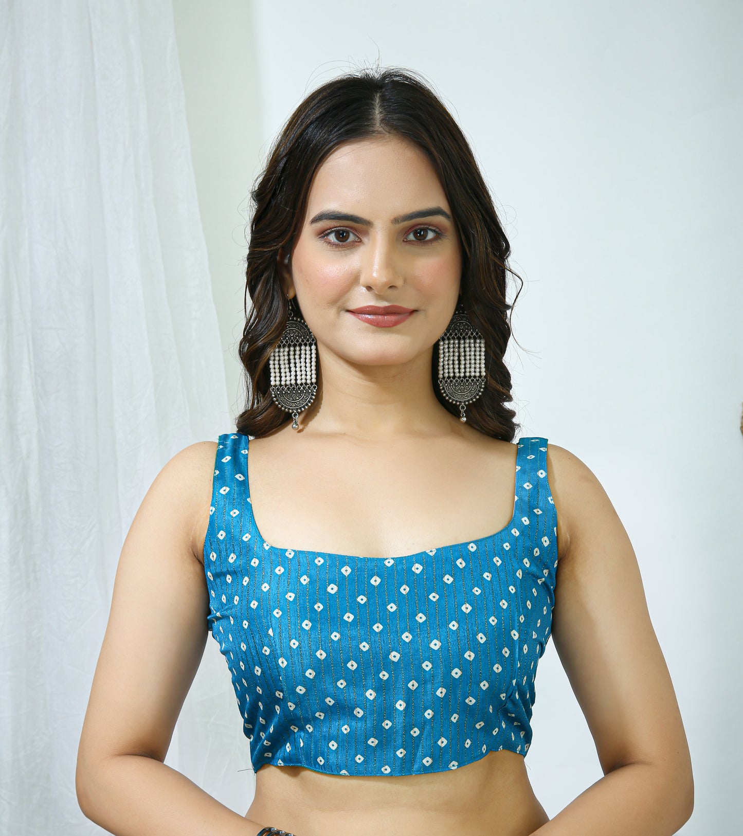 Blue Color Dola Cotton Fabric Kalamkari Print Saree With Printed Blouse Piece