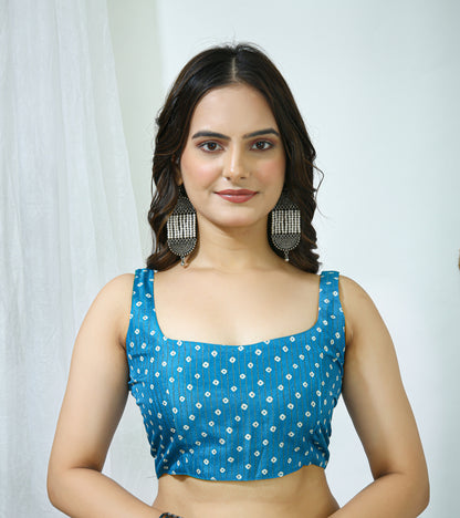 Blue Color Dola Cotton Fabric Kalamkari Print Saree With Printed Blouse Piece