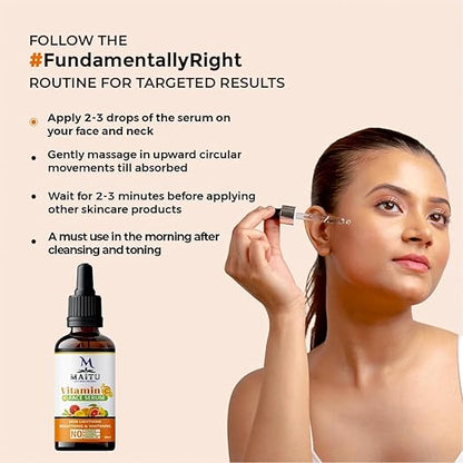 MAITU Vitamin C Face Radiant And Healthy Glowing Skin Brightens Serum Smooth Texture And Pore Cleansing Reduces Dark Spots And Boosts Collagen Production Natural Ingredients For Youthful (Pack Of 1)