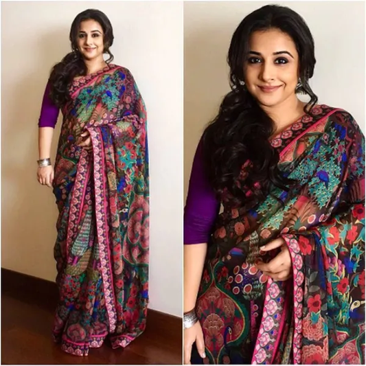 Classy Green and Multi  Color Cotton Linen Saree With Unstitched Blouse Piece For Women