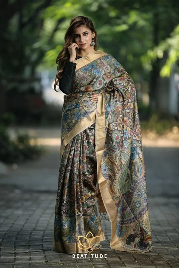 Majestic Gray Color Cotton Linen Saree With Unstitched Blouse Piece For Women