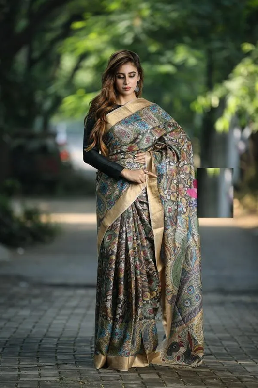 Majestic Gray Color Cotton Linen Saree With Unstitched Blouse Piece For Women