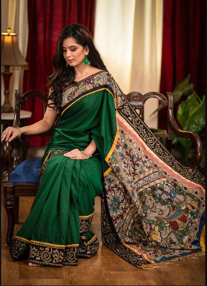 Glamorous Green Color Cotton Linen Saree With Unstitched Blouse Piece For Women