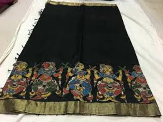 Stunning Green Color Cotton Linen Saree With Unstitched Blouse Piece For Women